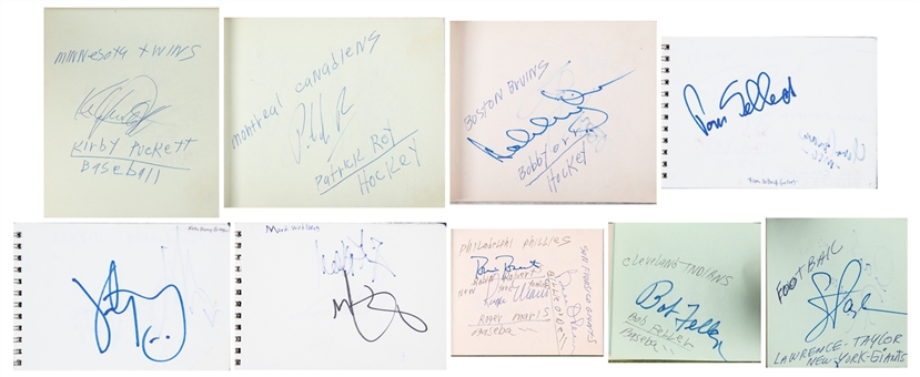 Lot of (65) Multi-Sport and Hollywood Stars Signed Autograph Books Including Roger Maris, Magic Johnson, Lawrence Taylor, and Mark Wahlberg (JSA Auction Letter)